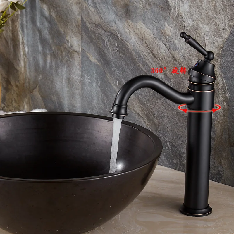 Европейский черный Древний сценический кран для раковины горячей и холодной