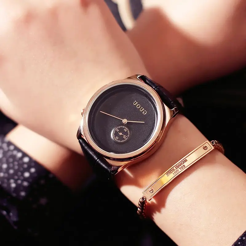 Натуральная кожа наручные Спортивные кварцевые женские часы на каждый день
