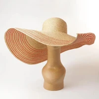 women natural 25cm oversized floppy raffia hat beige red navy striped giant straw hat big wide brim hat summer sun beach hat cap