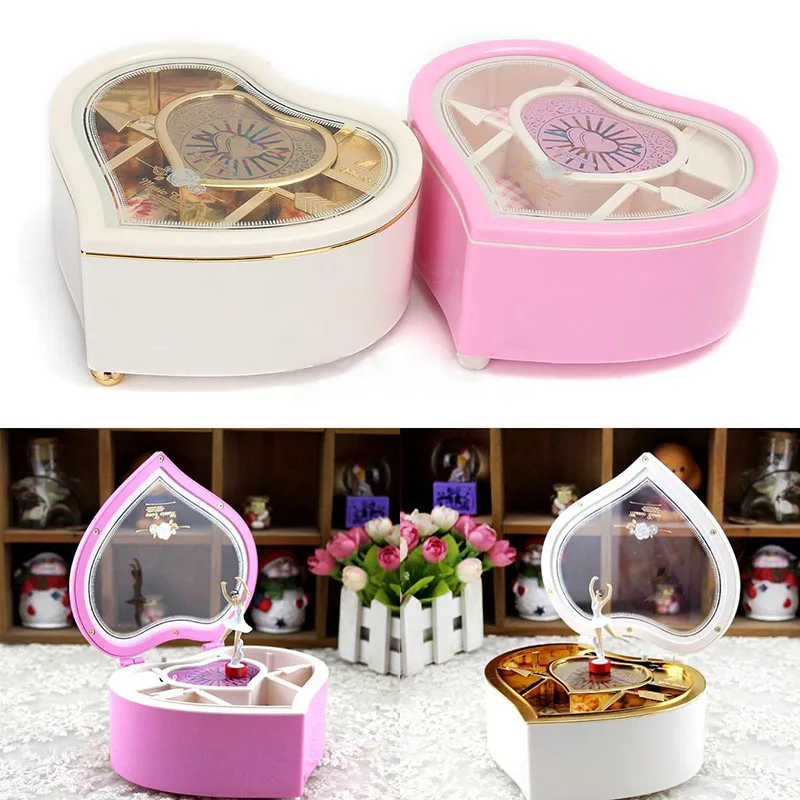 JX-LCLYL новый в форме сердца ювелирные изделия музыкальная шкатулка Балерина