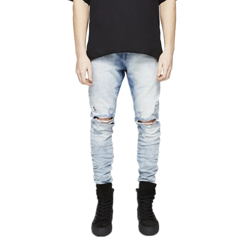 Джинсы в стиле хип хоп уличная одежда облегающие рваные крутые джинсы мужские с
