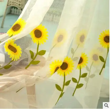tulle curtain1 Высококачественный вышитый Подсолнух занавес подходит для гостиной/спальни/занавес ткань продукт на заказ - Цвет: tulle curtain1
