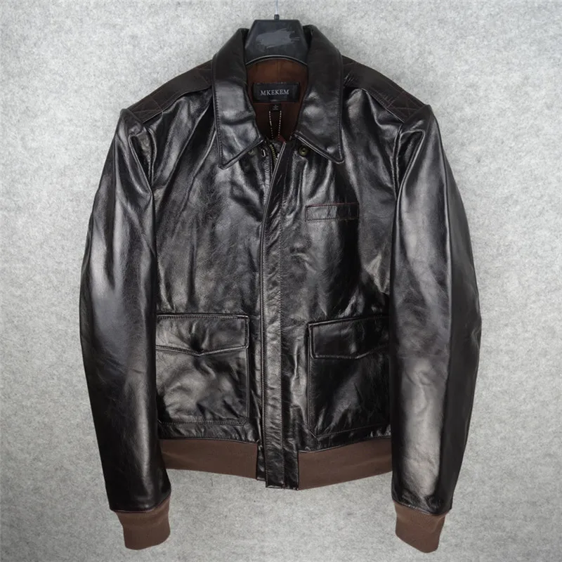

Free shipping,Brand new Mens 100% genuine leather Jackets,casual classic A2 Tanning cowhide jacket,warm thick coat.sales