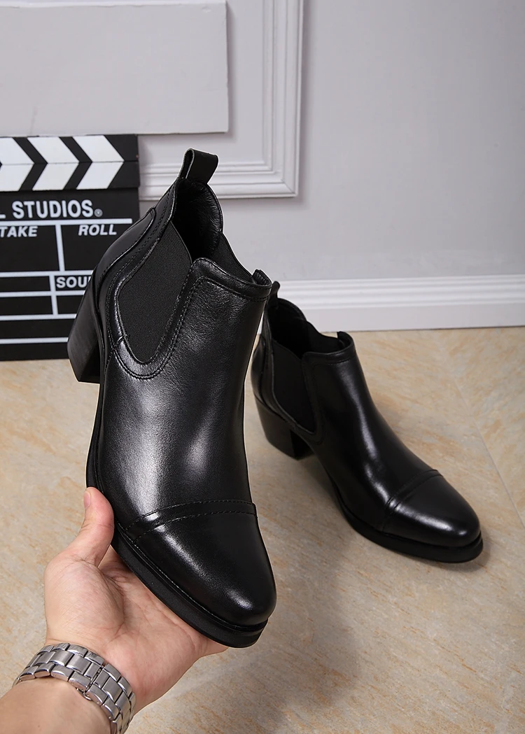 Модные мужские ботинки оксфорды в британском стиле ковбойские с круглым носком