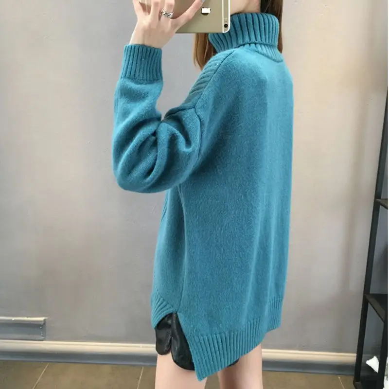Spring Autumn Women Sweater 2018 New Fashion Turtleneck Pullover Solid color Winter Basic Tops Long sleeve Loose NZYD230 | Женская
