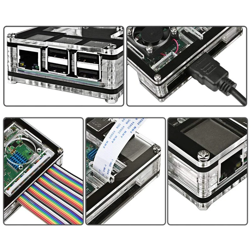Чехол для Raspberry Pi 3 9 слойный акриловый чехол корпус с охлаждающим вентилятором и