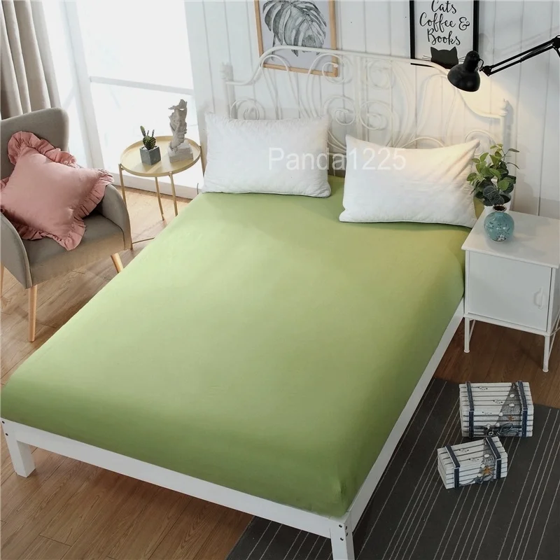 Grass Green 10 размеров, одноцветные простыни, простыни, наволочки, чехол для кровати, наматрасник с полным круговым эластичным поясом для взрослых и детей - Цвет: Grass Green
