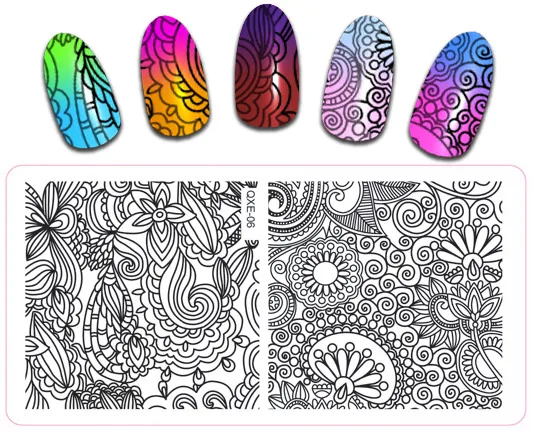 Полный 6*12 см дизайн ногтей элегантные цветочные штамповки изображения пластины