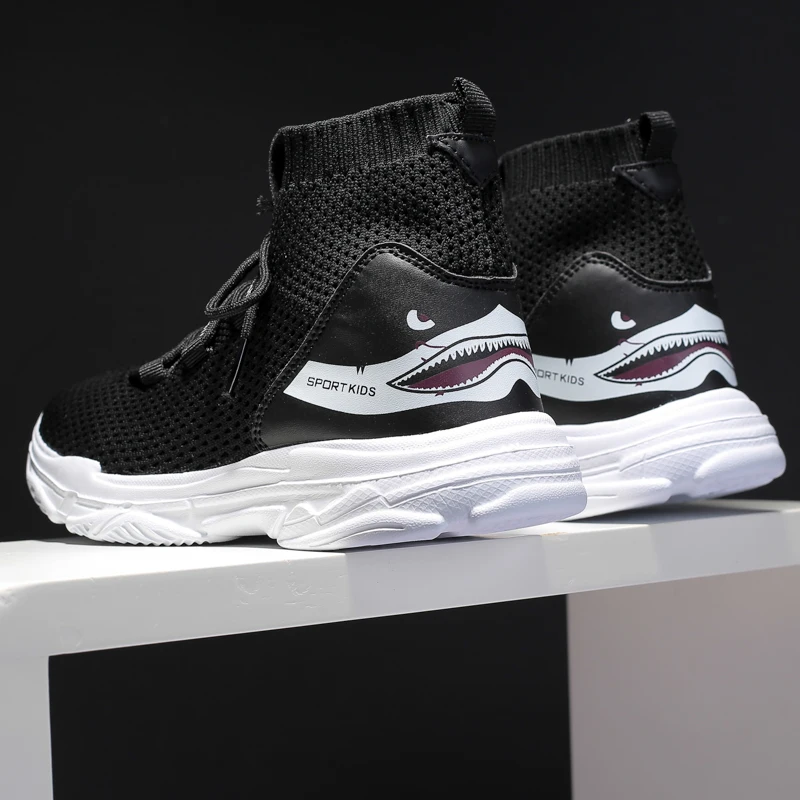 Lsysag Kids Casual High Tops Shoes Shark Back Children's Small Footwear Handsome Baby Shoe Trainers Chaussure Enfant | Детская