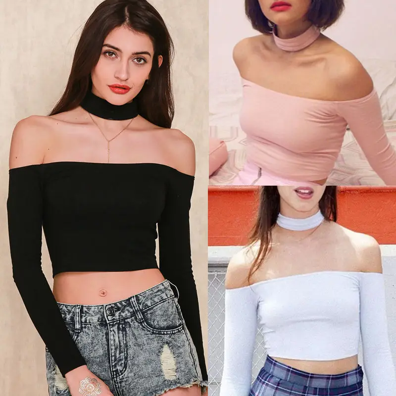 New Women Fashion Long Sleeve Off Shoulder Loose T-shirts Tops Summer Casual Solid Sexy | Женская одежда