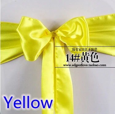 Высококачественный атласный пояс желтого цвета с бантом на стул чехлы стулья из