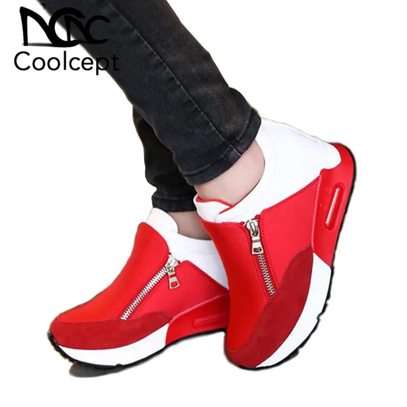 Coolcept/Женская Вулканизированная обувь модные кроссовки на молнии повседневная