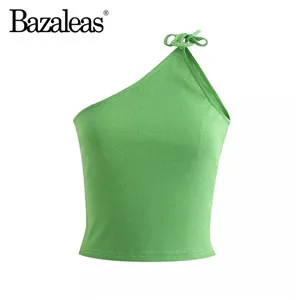 XD8 green 2178 Bazaleas Базовая зеленая Женская майка уличная боковая Корректирующая лента Женский Танк Повседневный Топ укороченный топ Прямая - Цвет: XD8 green 2178