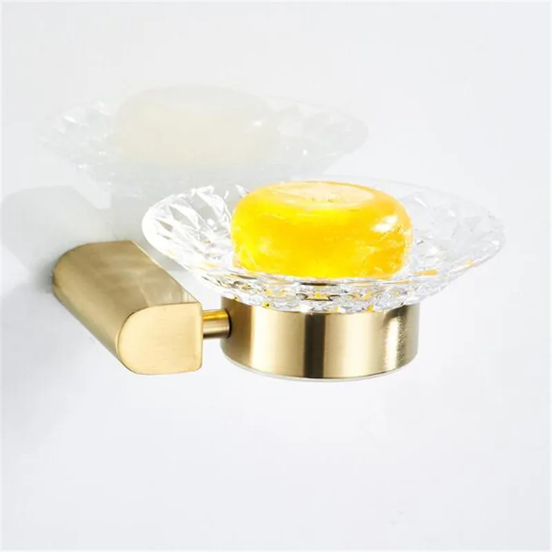 

Bathroom Soap Dish Shelf Brushed Gold Stainless Steel Wall Mounted Storage Rack Shower Wash Soap Dish Holder Hardware With Glass