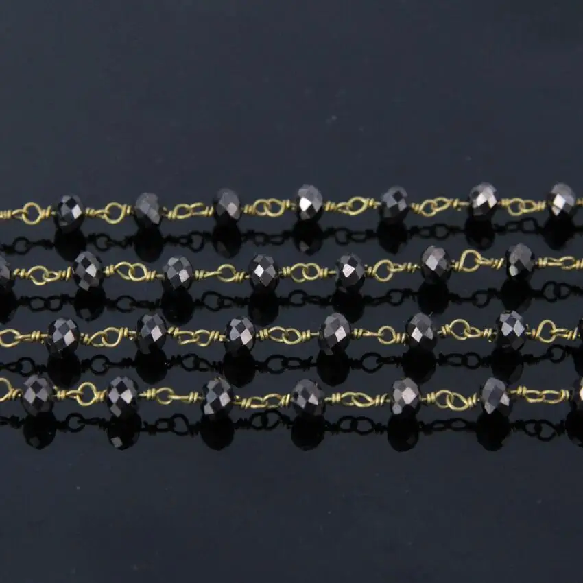 5 метров бусины-цепочки из черного стекла с гранеными стеклянными бусинами |