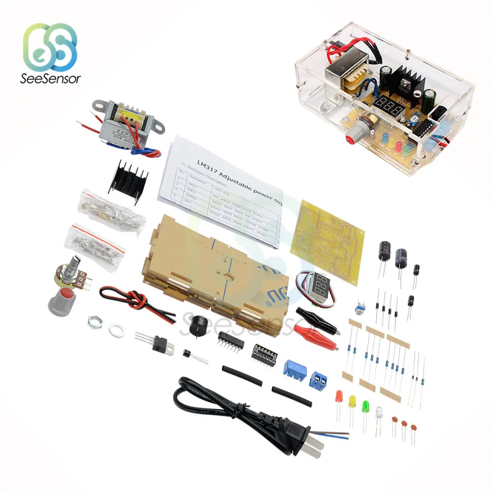 DIY наборы LM317 регулируемый регулятор напряжения от 110 В до 12 понижающий