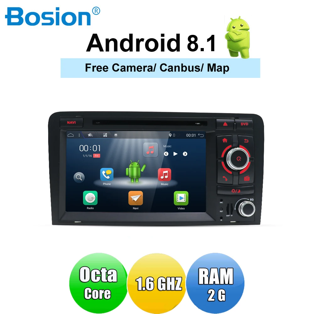 Bosion 7 inch HD 2 Din Android 8 1 4 ядра Автомобиль Радио Стерео DVD плеер Мультимедиа Навигация