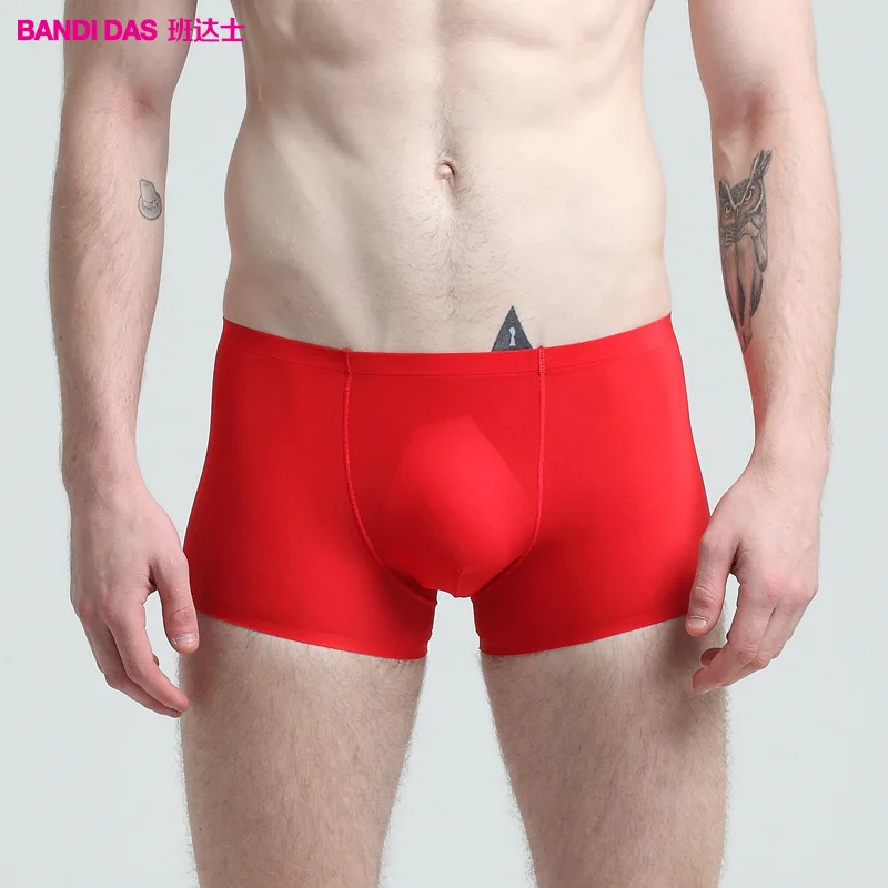 Ультратонкие гладкие мужские трусы из вискозы нижнее белье боксеры розовые