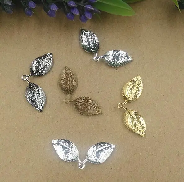 

100pcs 13*32mm High quality DIY Leaf Golden Alloy pendant filigree Leaves Charms Alloy Plated Charm Metal Bracelet accessories