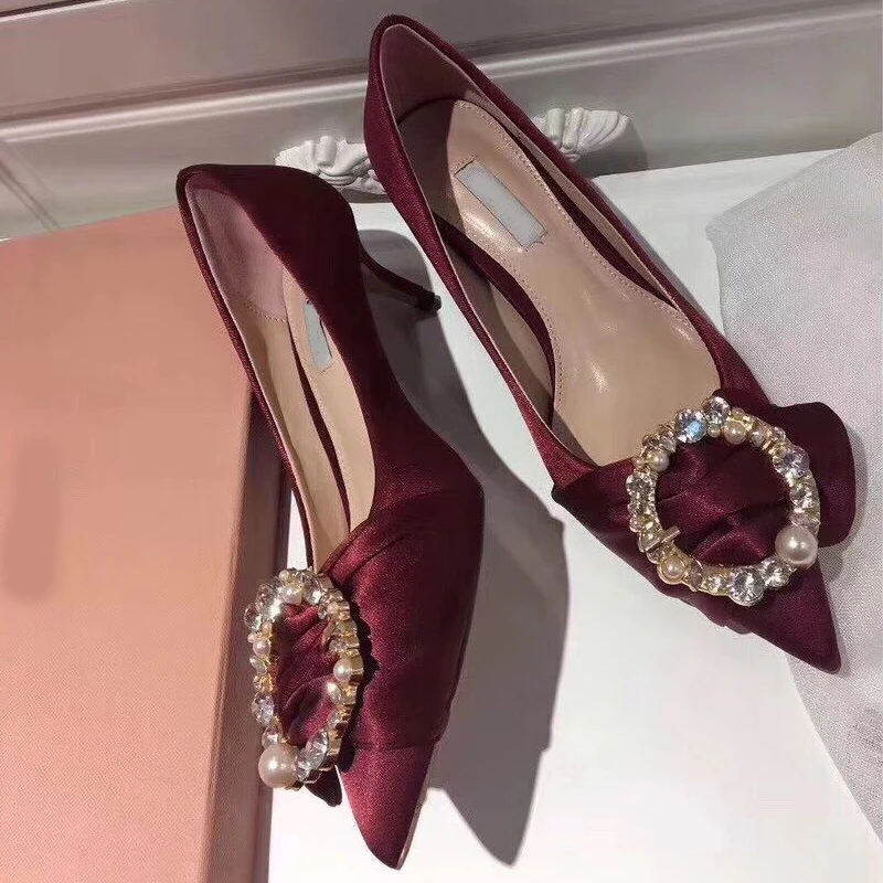 Пикантные женские летние туфли на высоком каблуке с жемчужинами; Sapatos Feminino; туфли-лодочки на шпильке; вечерние офисные женские туфли; Tacones Mujer