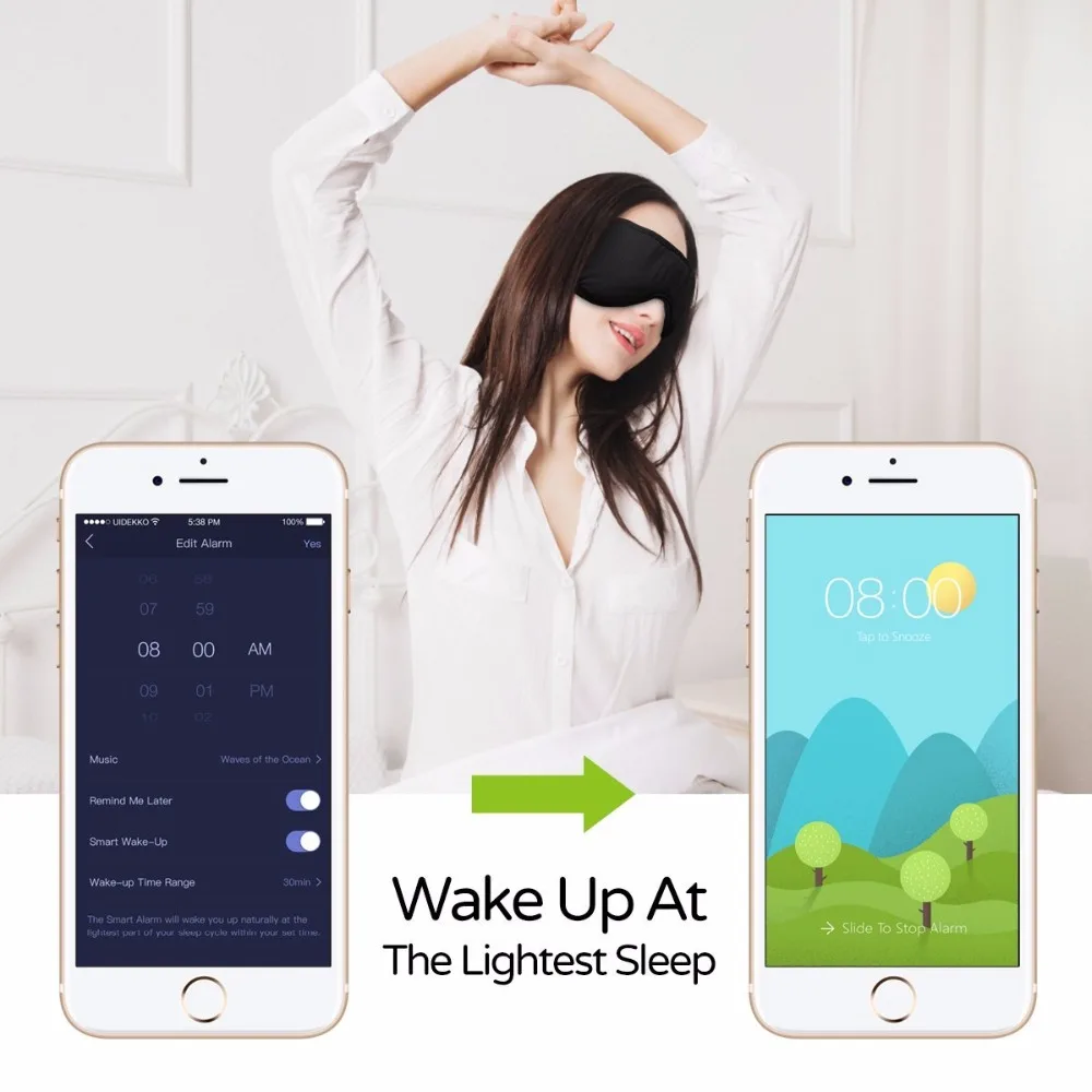 

Sleepace Sleep Headphones,Comfortable Washable Eye Mask with Sound blocking/ Noise Cancelling Earphone Smart App remote control
