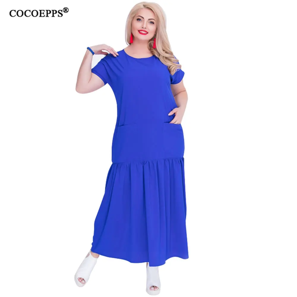 5XL 6XL Свободное длинное платье в стиле пэчворк большого размера Макси платье летнего размера плюс пляжное Повседневное платье с круглым вырезом vestido