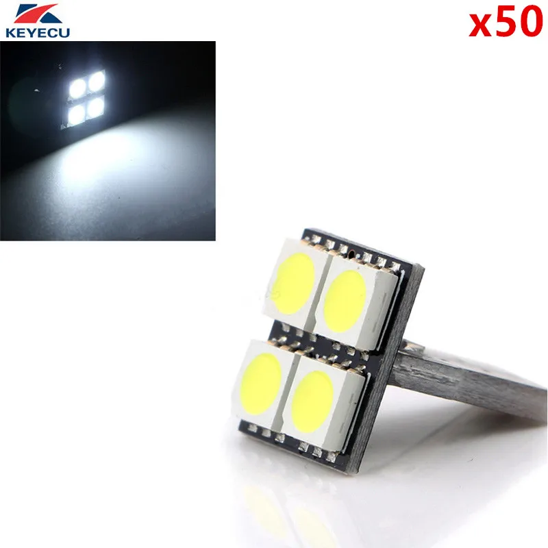 KEYECU 50X Canbus без ошибок Белый T10 Клин 5050 4SMD168 194 W5W внутренняя Светодиодная лампа