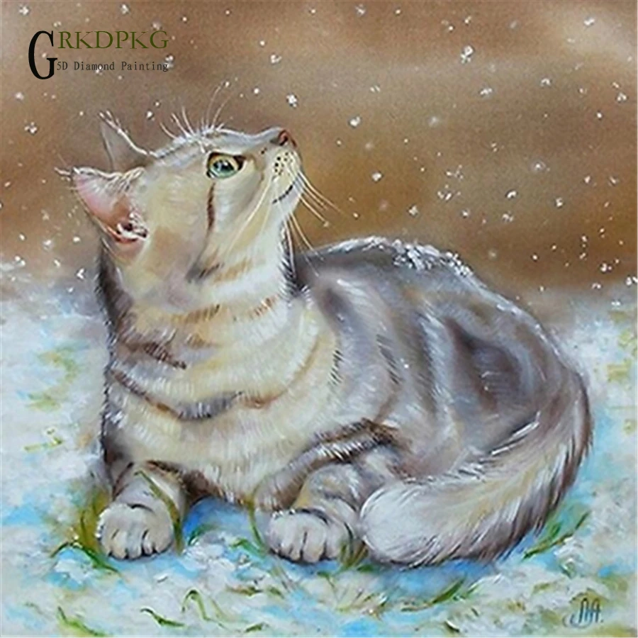 

animal Diamond Mosaic Special Shaped Diamond Painting Cross Stitch snow Cat 5D Diy Home Decoration Painting Wedding decoration