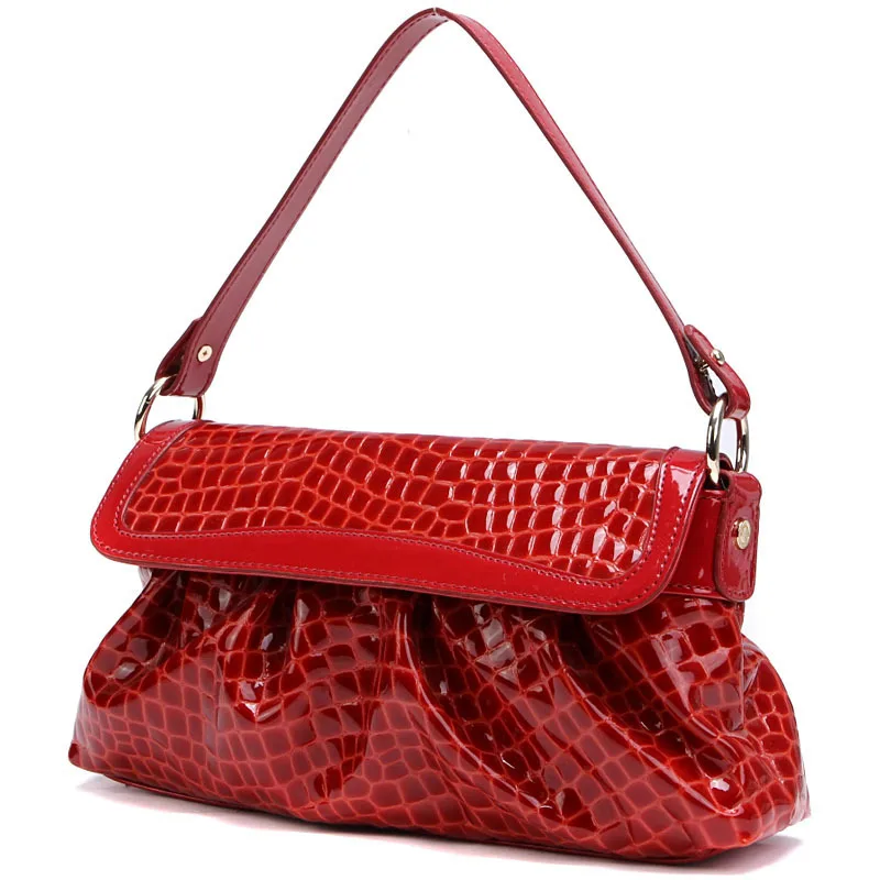 Shipping2014 свободного покроя крокодиловая кожа линии с оборками женщины Shulder сумки