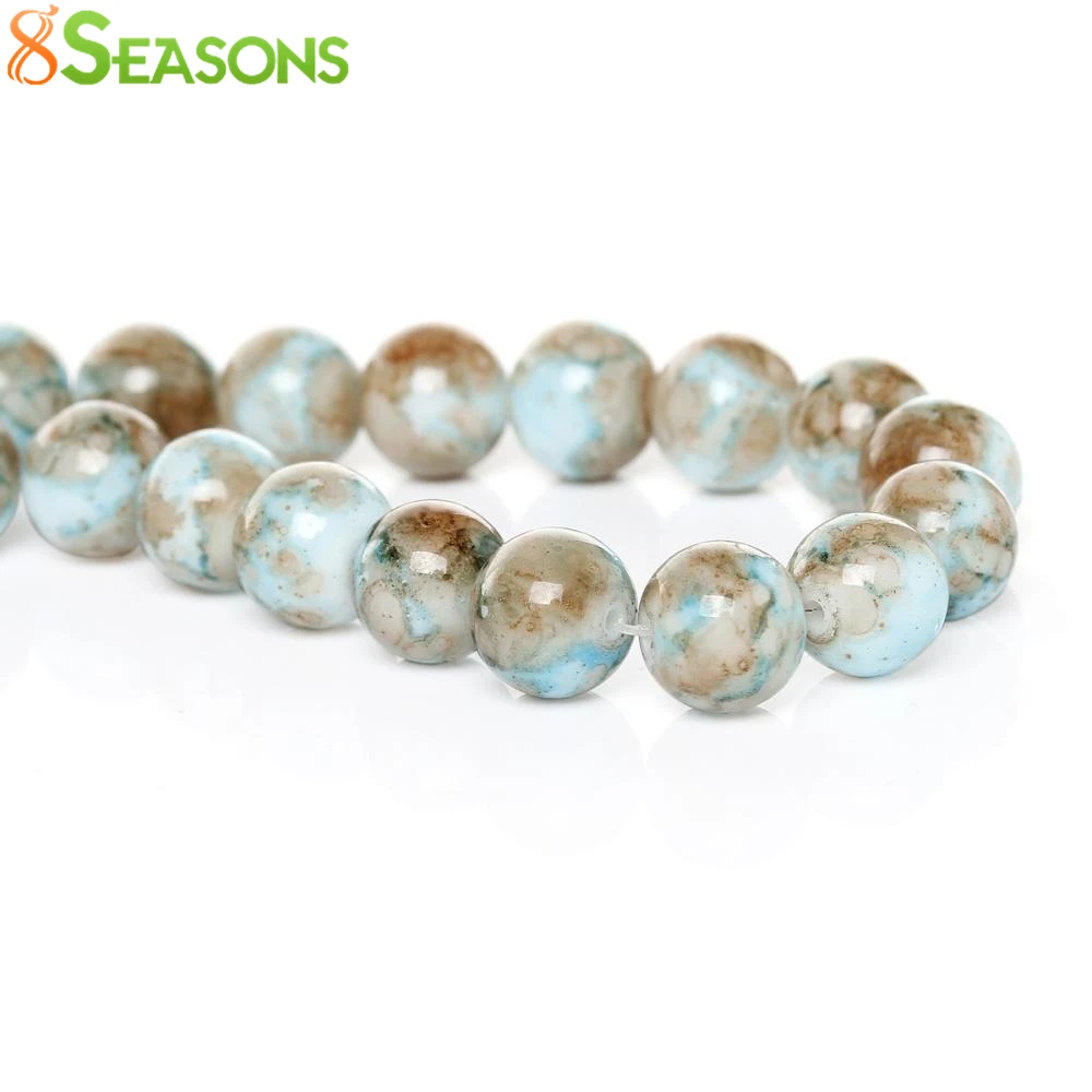 Круглые стеклянные бусины 8seasons с пятнистым эффектом 10 мм (3/8 дюйма) продаются в