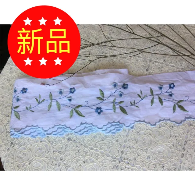 DIY Ручная вышивка хлопок ткань кружева синий маленький свежий цветок с ветками Вышивка Хлопок Кружева DIY аксессуары
