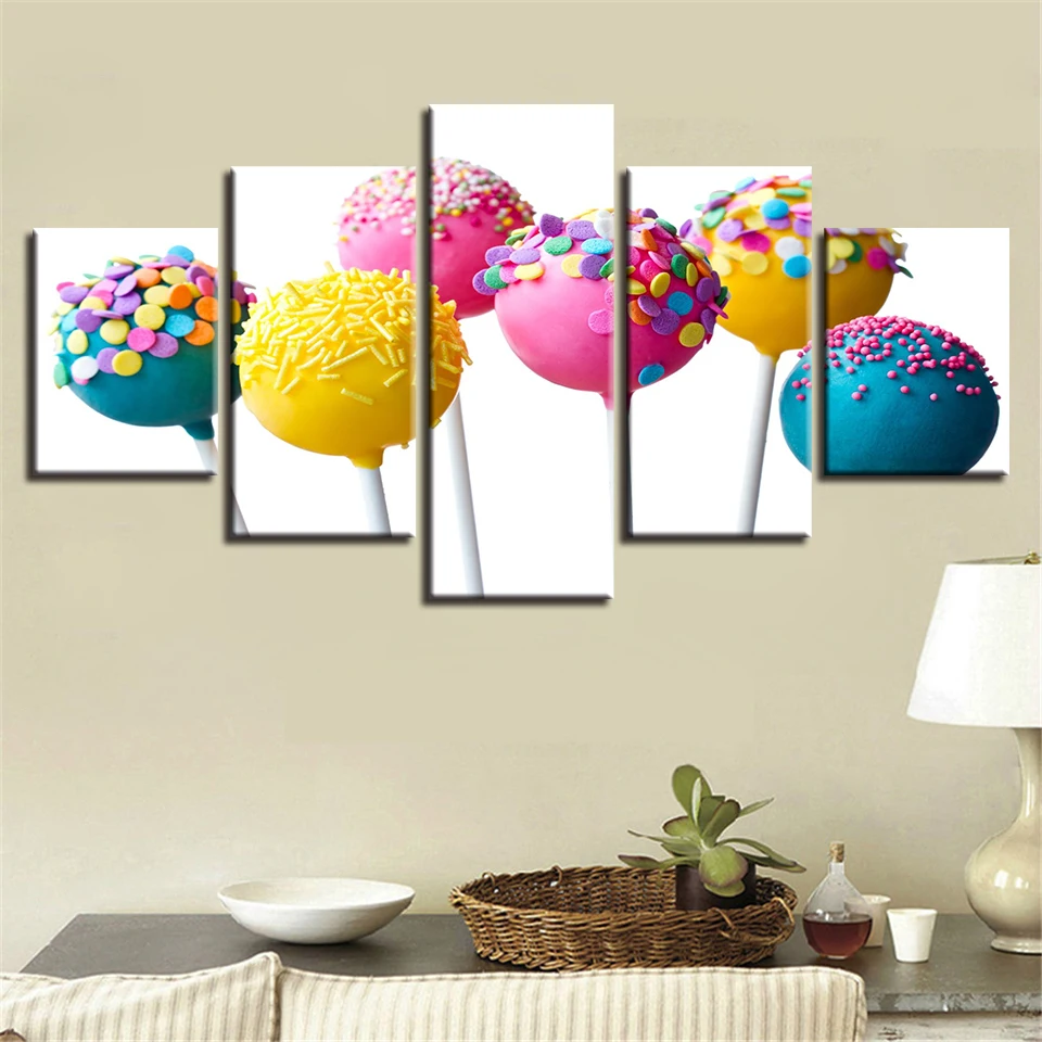 Современные картины Декор для дома гостиной стены 5 шт. цветные леденцы