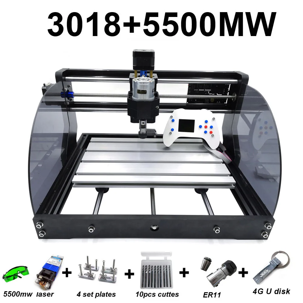 5.5W CNC 3018 Max+Offline Laser Engraver Wood DIY CNC Router Machine,Pcb Milling Machine,Wood Router,GRBL Control,Craved On Metal - Цвет: 5.5W