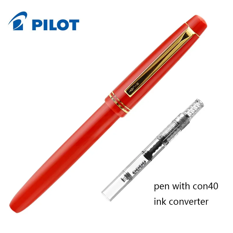 Красный PILOT 78g прозрачный 78g+ 22k золотой иридиевая перьевая ручка практика каллиграфии, для студентов ef f m nib чернильный картридж - Цвет: Красный