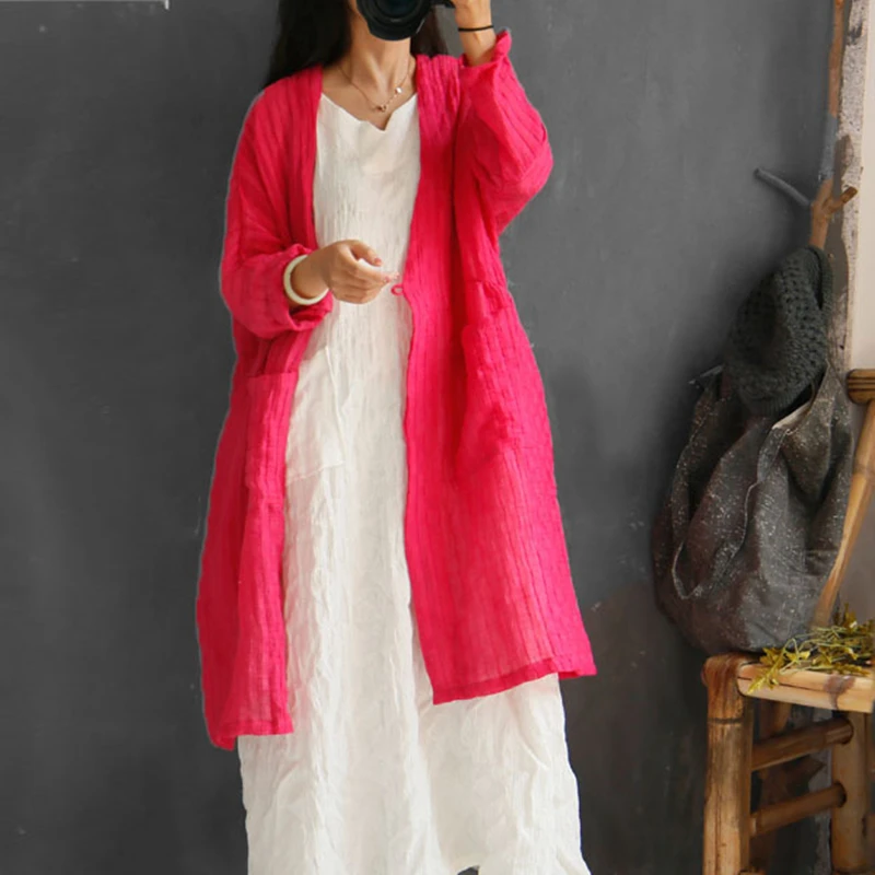 Новинка 2019 Стильный хлопковый Повседневный льняной кардиган с длинными рукавами
