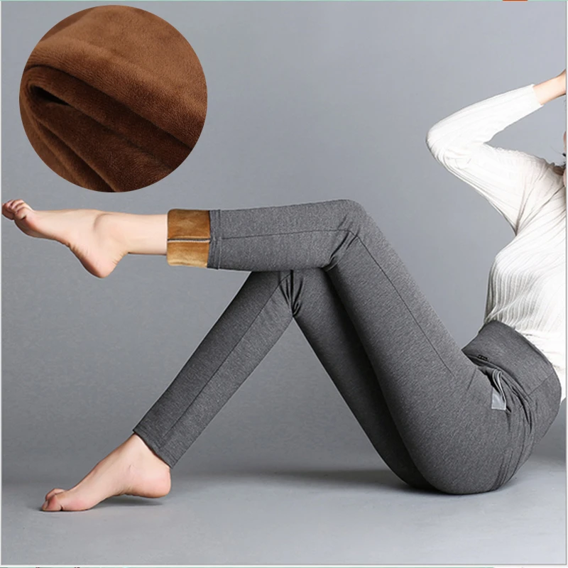 

With velvet 2016 Autumn Winter Pants Women Plus Size Elastic High Waist Trousers Women Pantalon Femme Slim Ladies Pencil Pants