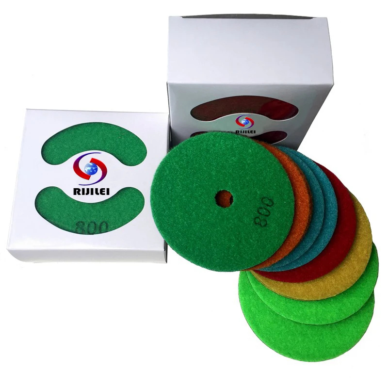 RIJILEI 7 Pieces/Lot 4 Inch /100mm Dry Polishing Pads Granite and Marble or Honeycomb Diamond Flexible Grinding Discs 4GM