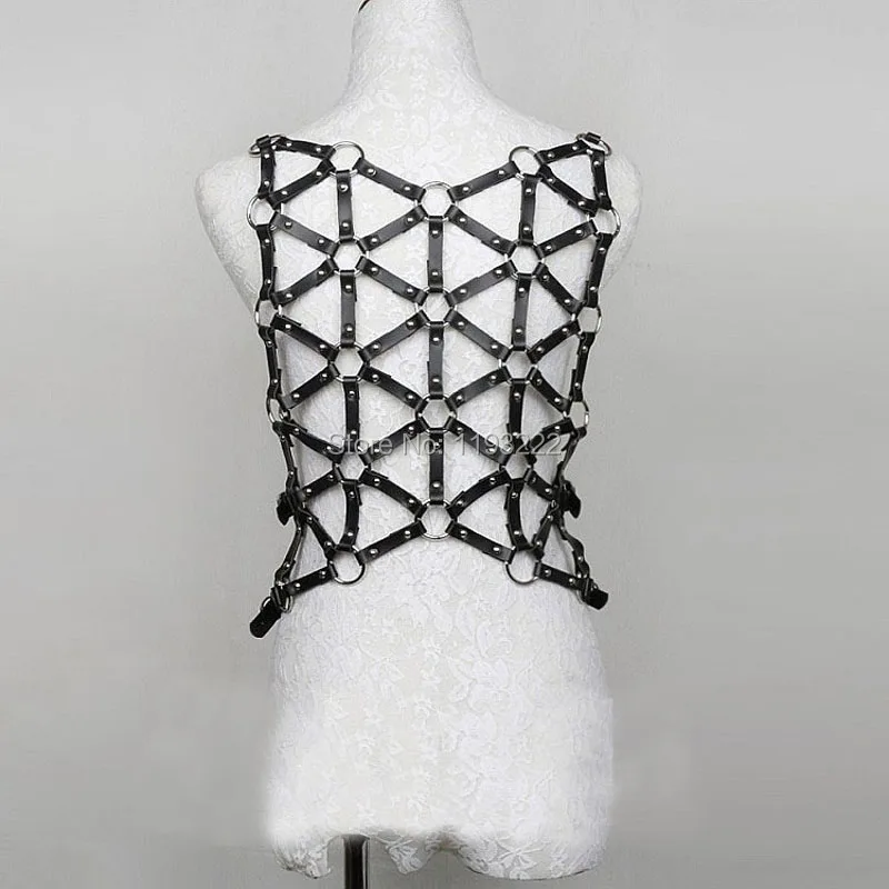 Кожаный ремень ручной работы в стиле панк рок готика|leather harness body bondage|corset