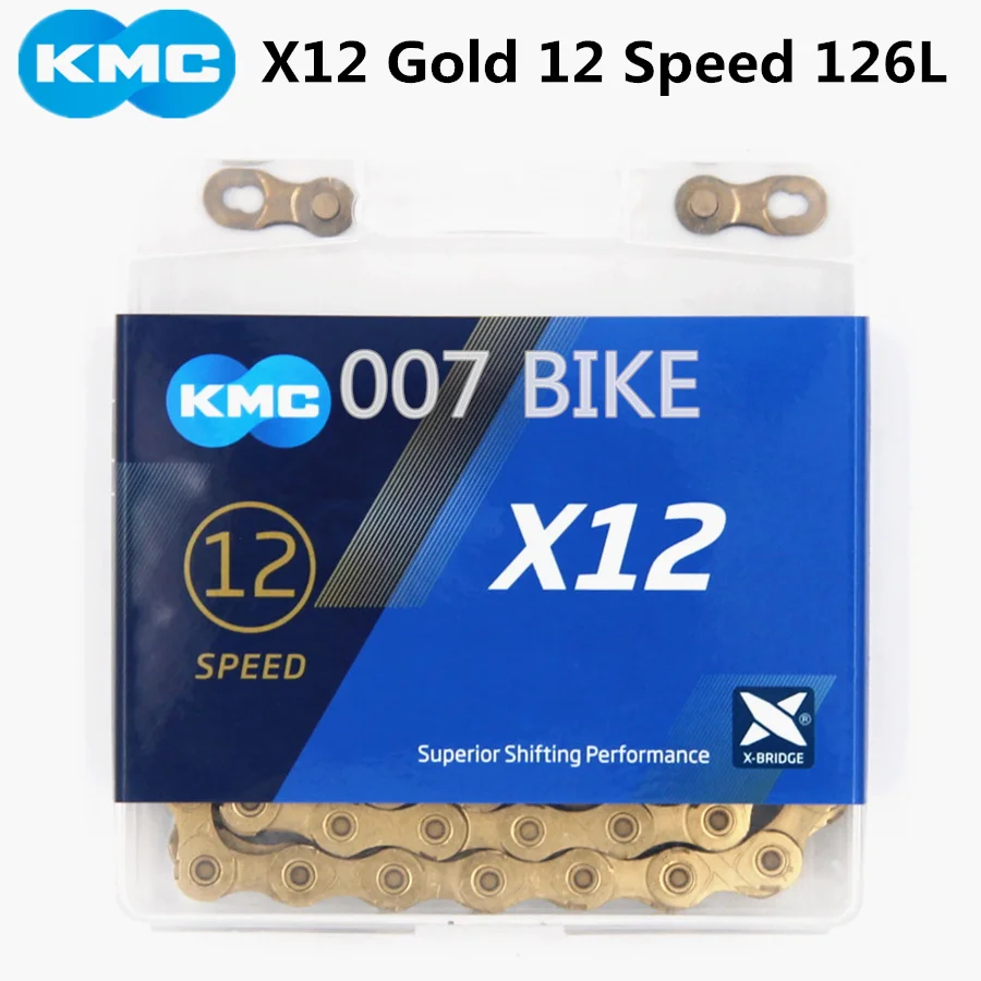 Золотая цепь KMC X12, 12 Скоростей, цепь для горного велосипеда,, X12, серебро, MTB, дорожный велосипед 126л, 12 скоростей, 24 скорости, цепи KMC X12