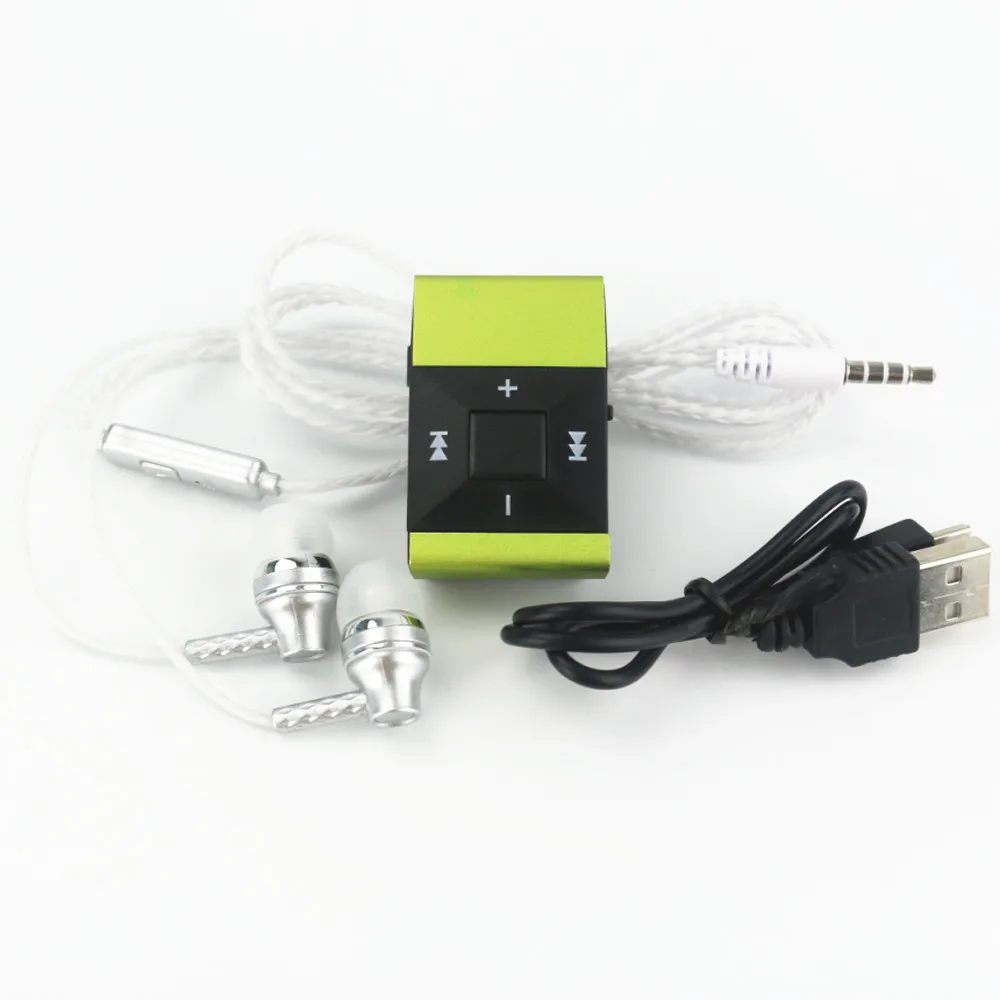 B GREEN HAMNOL мини mp3-плеер MP3 клип Поддержка Micro SD карты MP3+ стерео наушники гарнитура+ usb зарядный кабель горячая распродажа - Цвет: B GREEN