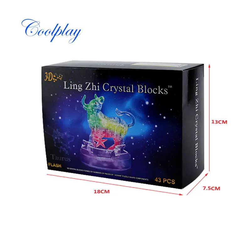Coolplay DIY 3D Таурус головоломка в сборке Телец мигает хрустальные созвездия Ранние
