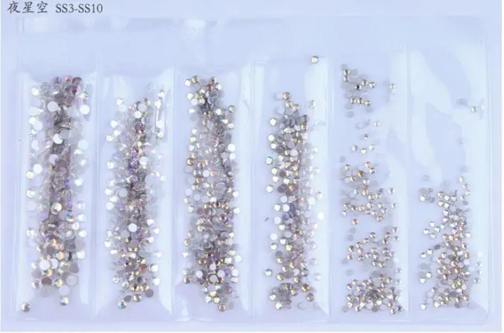 light of heaven 1440 шт SS 3 4 5 6 8 10 смешивания Размеры Стразы для ногтей круглый Crystal AB Ясно Nail Кристалл страз плоской задней самоклеющиеся камни - Цвет: light of heaven