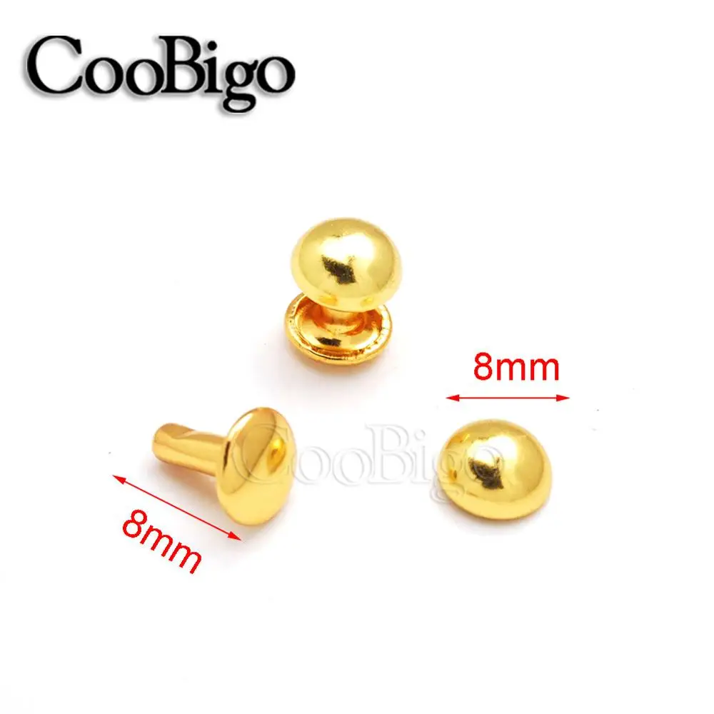 8mm Golden 100 наборов гриб двойная заклепка 4 мм~ 10 мм круглый шип для панк-рок Кожа ремесло одежда DIY Швейные аксессуары - Цвет: 8mm Golden