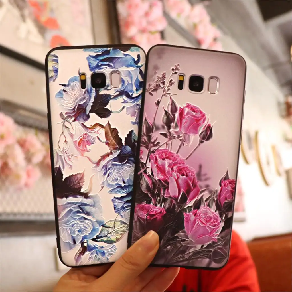 3D рельефный силиконовый цветок чехол для ТПУ samsung Galaxy S8 S9 плюс S10 плюс S10e чехол для Galaxy J5 A5 A7 Note 8, 9