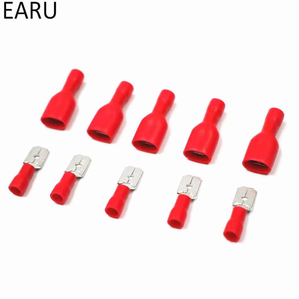 100 шт. красный женский и мужской соединитель для кабеля|connector f|spade wire connectorspade terminal