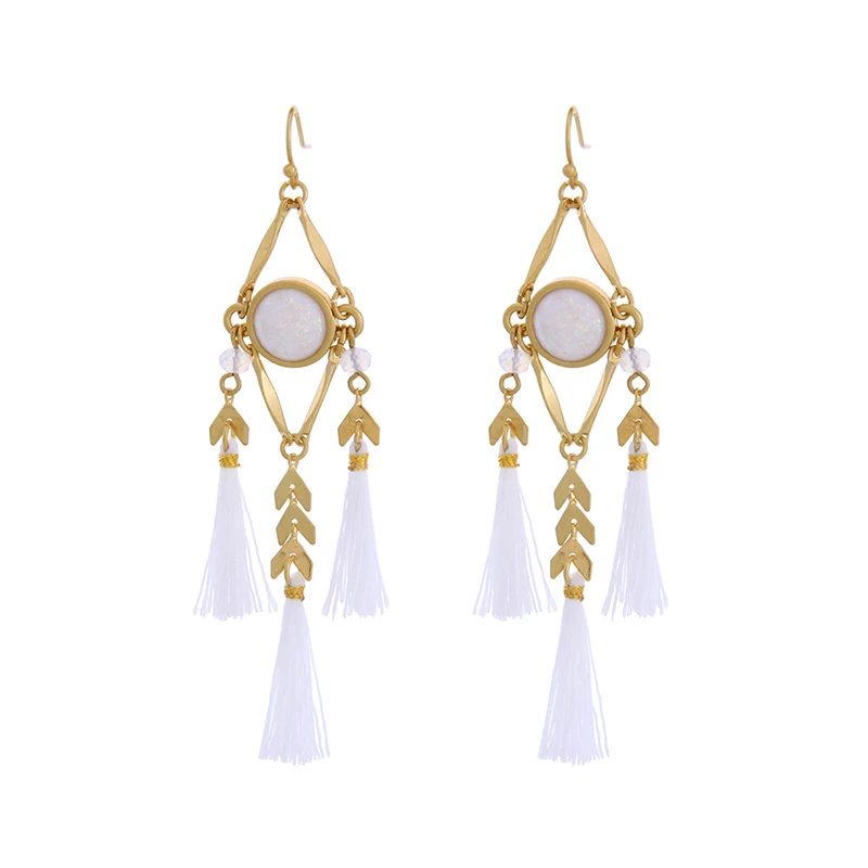 Классические полимерные черные и белые серьги с кисточками этнические украшения