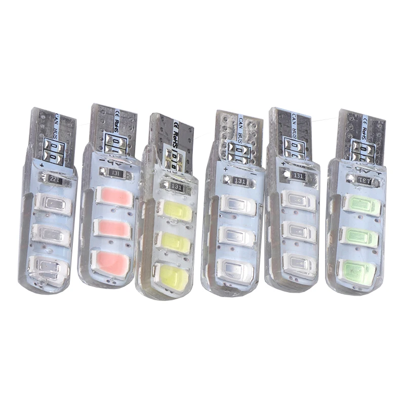 10 шт. T10 W5W светодиодный 5630 6smd автомобильный интерьерный светильник COB силиконовый