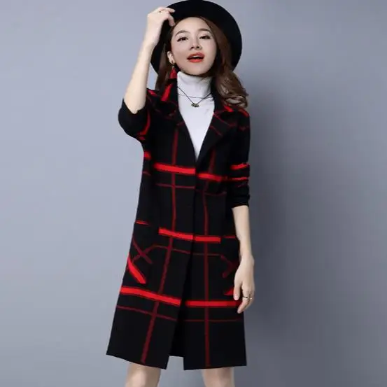 Korean Coat Women Spring Autumn Knitted Sweater Plus Size Cardigan Winter Jacket Loose Big Yards Long Swe aters LJ82 |