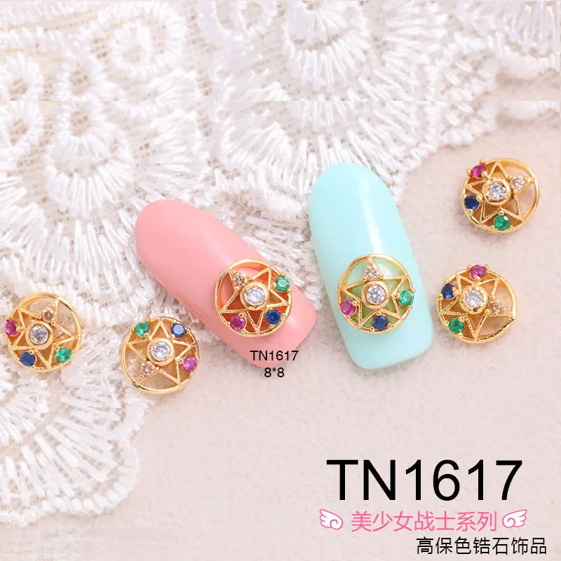 TN1617 10 шт 3D металлические циркониевые украшения для дизайна ногтей, серия Сейлор Мун, украшения для ногтей высшего уровня, циркониевые стразы, маникюрные алмазные подвески - Цвет: TN1617