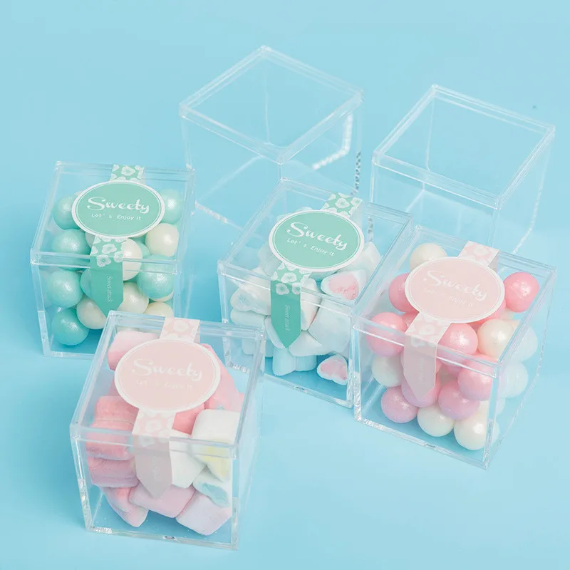 12PCS 4.5x4.5x4.5c Clear Acrylic Square Box Favors Candy Boxes Wedding Party Gifts Chocolate Package Supplies | Дом и сад